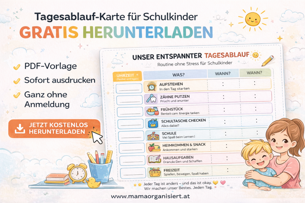 Tagesablauf-Karte für Kinder (Volksschule)